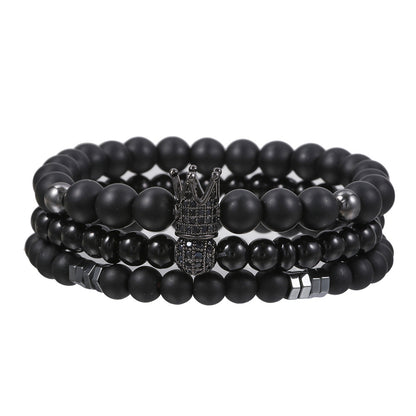 Cross-border hot-selling hematite titanium Hertz bracelet women's fashion simple 6-beaded black gallstone elastic bracelet bracelet