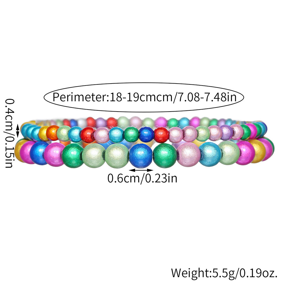 European, American Bohemian ethnic style mixed color Symphony bead beaded bracelet ins beach style fashion stacked bracelet