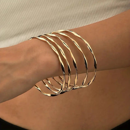 Live broadcast hot-selling Mobius bracelet set plain circle gold niche design simple irregular bracelet bracelet women
