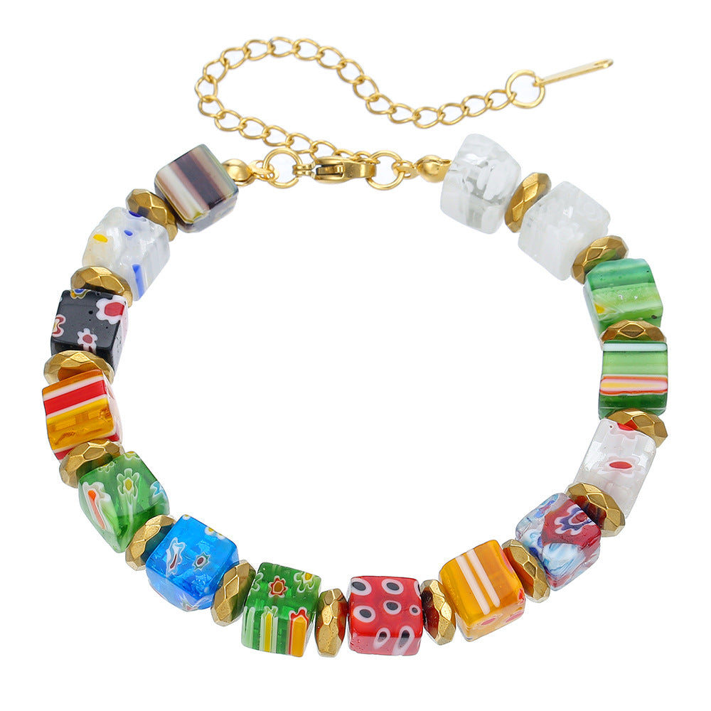 Handmade Murano Glazed Crystal Bracelet | Thousand Flowers Beaded