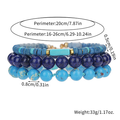 Cross-border popular fashion men's bohemian natural stone beaded elastic bracelet summer beach vacation bracelet women