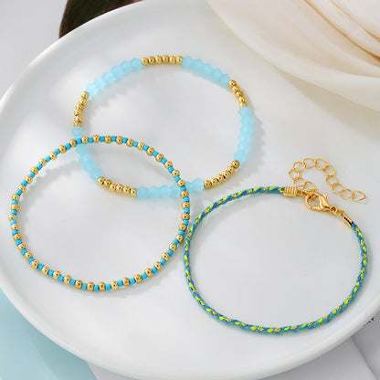European and American cross-border new Bohemian stacked crystal bracelet, small fresh beaded bracelet, simple and versatile jewelry women