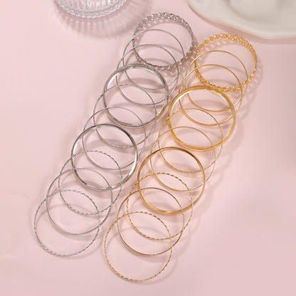 European and American cross-border retro simple stacked bracelet set fashionable mix and match 10 sets of chain bracelet bracelet jewelry combination