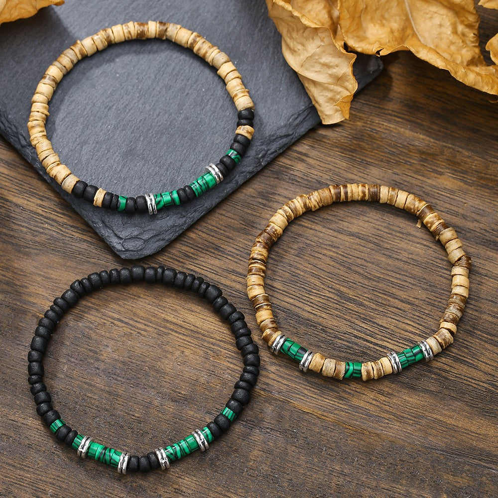 Cross-border new products Bohemian coconut shell turquoise beaded elastic bracelet combination stacked beaded bracelet bracelet men