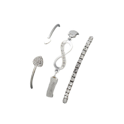 European and American hot-selling Ins women's diamond-encrusted love open bracelet retro simple lucky 8 character infinite bracelet three-piece set