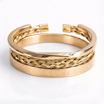 Cross-border European and American retro Roman nail bracelet stainless steel set bracelet men's punk style versatile titanium steel bracelet