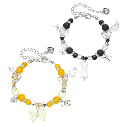 European and American cross-border hot-selling Spice Girls Punk Bow Love Envelope Bone Bracelet Female Couple Girlfriend Bracelet Set