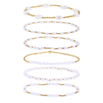 European and American cross-border jewelry niche design cross bracelet set sweet and cool beaded stacked shell pearl bracelet