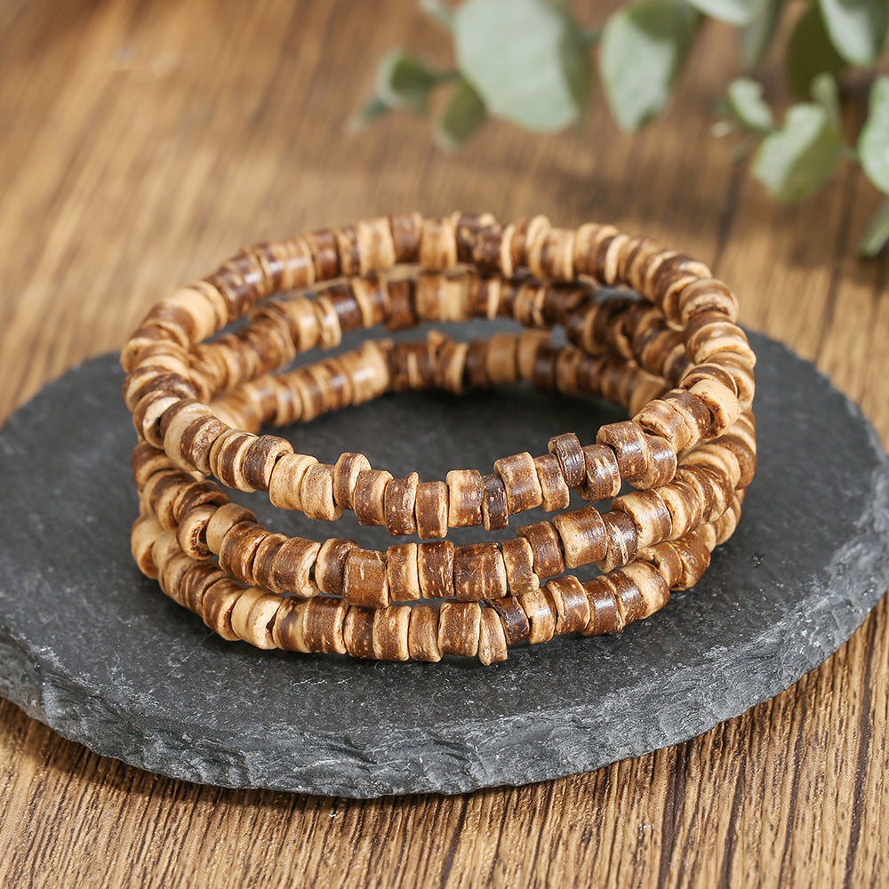 Europe and the United States cross-border coconut shell bracelet men's hip-hop punk retro multi-layer stacking suit jewelry summer bracelet wholesale