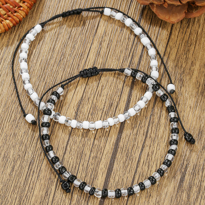 European and American popular personalized couple bracelet combination adjustable hand-woven rice beads Valentine's Day bracelet luminous bracelet