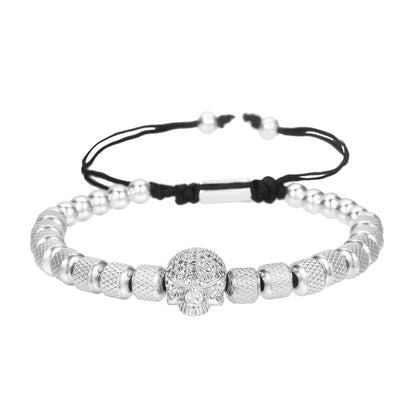 Cross-border zircon ghost head ugly braided bracelet Roman letter braided stainless steel mesh bracelet set