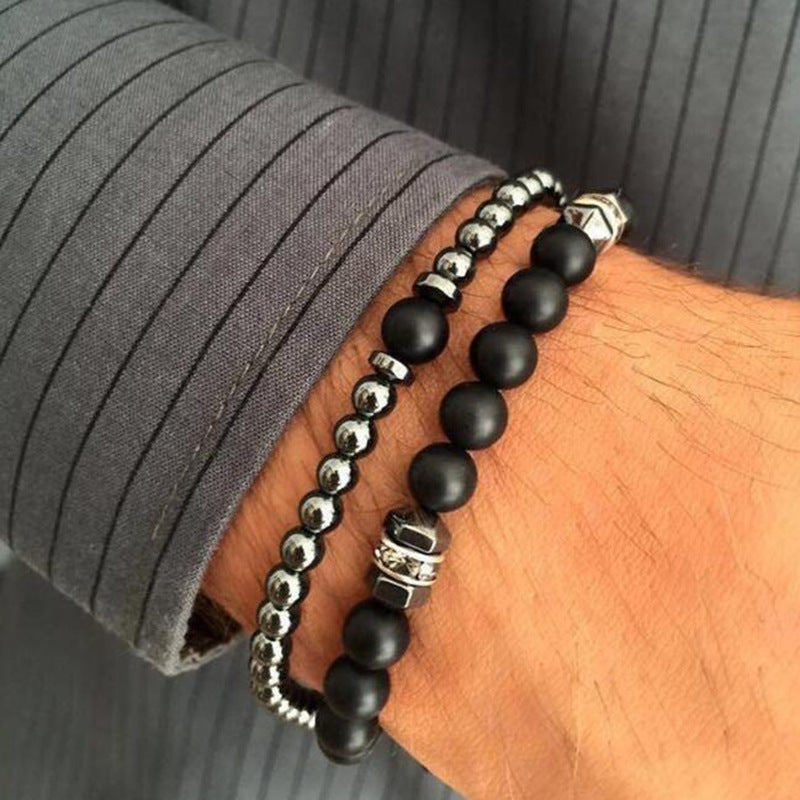 Cross-border new bohemian turquoise bracelet set ethnic turquoise love multi-layer stacked bracelet men