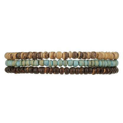 Cross-border vacation wind wood bead coconut shell bracelet bohemian versatile high-end sense beaded men's bracelet coconut shell bracelet