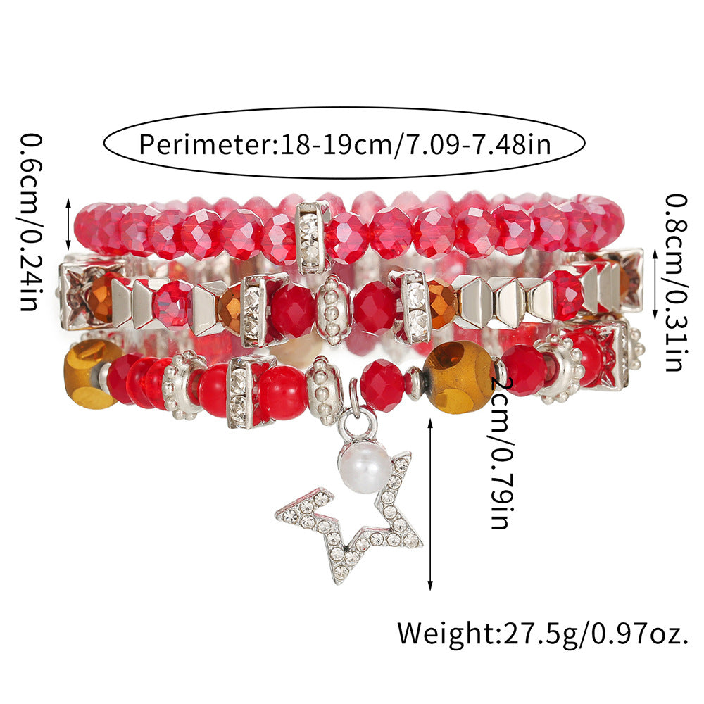 Cross-border hot-selling ethnic style five-pointed star diamond beaded bracelet Bohemian small fresh color crystal bracelet women