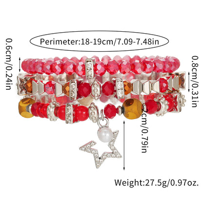 Cross-border hot-selling ethnic style five-pointed star diamond beaded bracelet Bohemian small fresh color crystal bracelet women