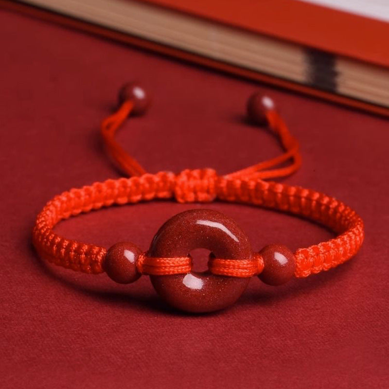 Cinnabar Red String Peace Buckle Bracelet
