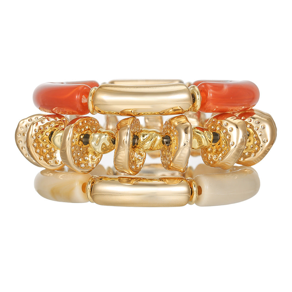 Cross-border European and American Internet celebrity style exaggerated bracelet irregular ccb bracelet set special-shaped stacked acrylic bracelet woman