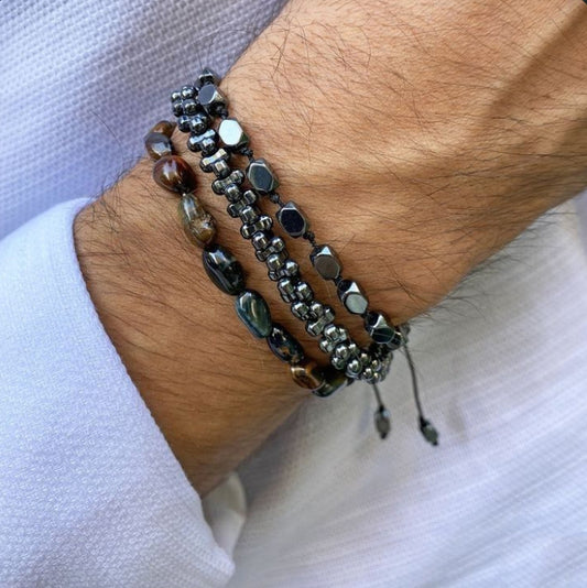 New personalized energy stone men's suit bracelet, special-shaped black gallstone beaded bracelet, cross-border hot-selling bracelet wholesale