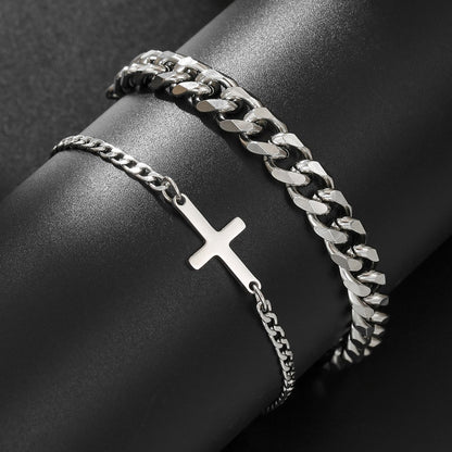 European and American ins Internet celebrities solid color titanium steel Cuban bracelet men's hip hop trend versatile simple NK chain bracelet does not fade