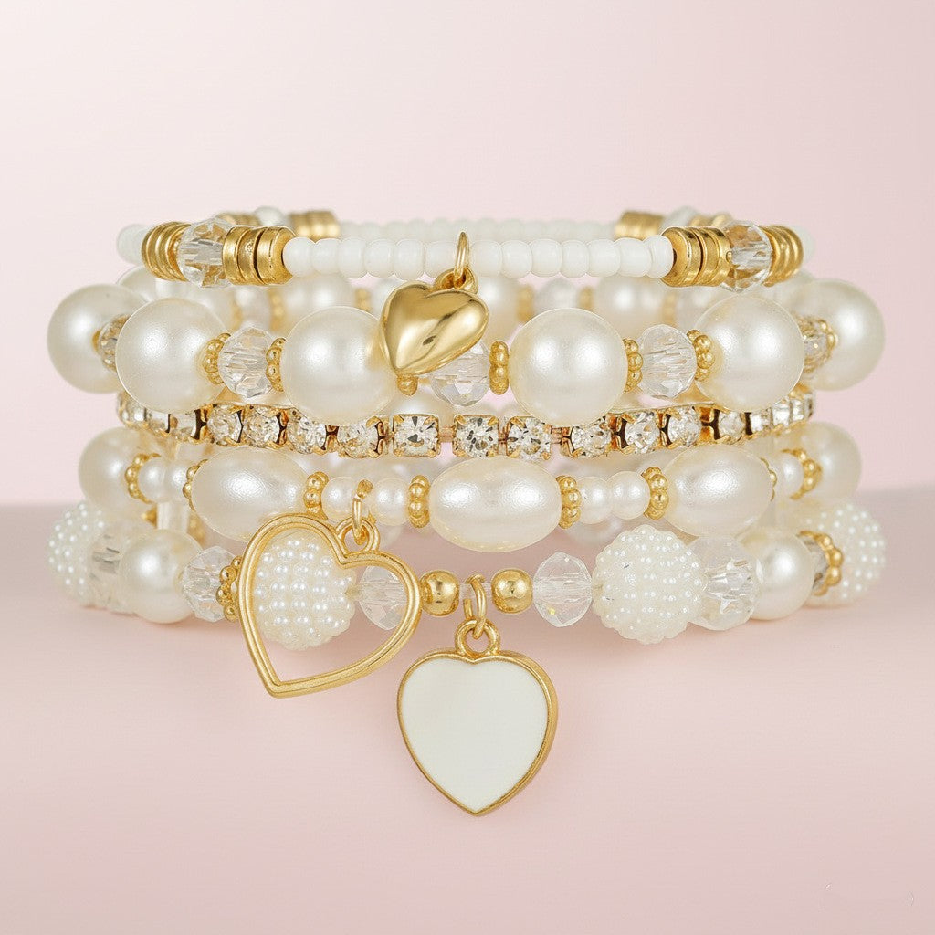 Cross-border multi-layer red crystal bead love CCB beaded bracelet Valentine's Day stacked fashion versatile friendship bracelet