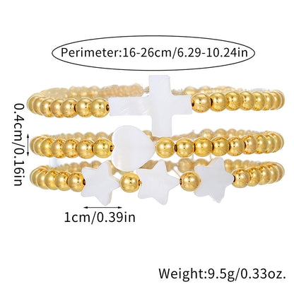 European and American shells love five-pointed star cross bracelet multi-layer stacking adjustable woven couple friendship bracelet women