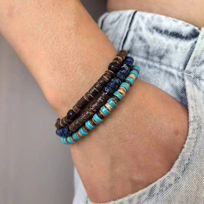 Europe and the United States cross-border coconut shell bracelet men's hip-hop punk retro multi-layer stacking suit jewelry summer bracelet wholesale