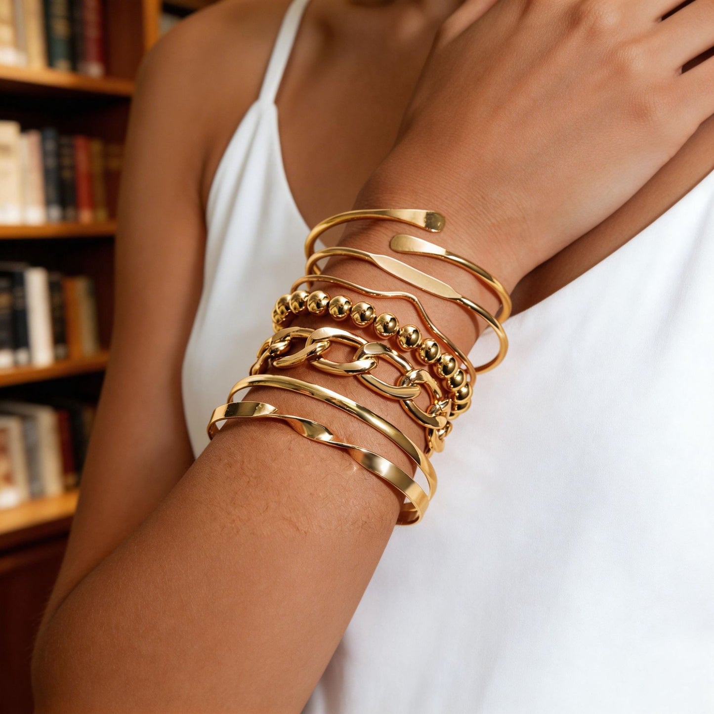 European and American cross-border hot-selling chain, personalized bracelet, bracelet set, mixed and matched open bracelet, bracelet, stacked bracelet, bracelet, bracelet.