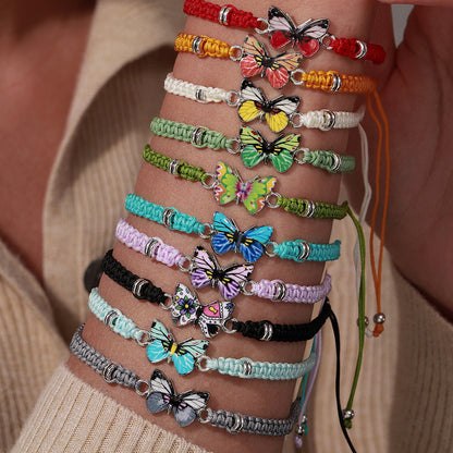 Cross-border hot-selling hand jewelry, personalized butterfly bracelet, female student girlfriend gift weaving, adjustable stacking bracelet for women
