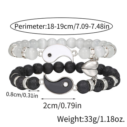 Amazon hot-selling love magnet jewelry opal volcano yin and yang tai chi bracelet bracelet bracelet couple suction bracelet