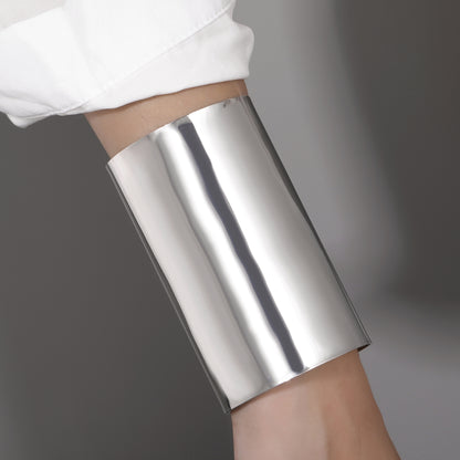 European and American cross-border jewelry geometric metal landscape surface open arm ring bracelet punk modern style exaggerated wide version bracelet