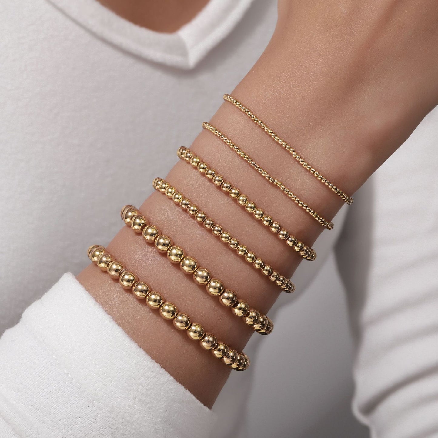 Amazon hot-selling simple set bracelet copper beads multi-layer stacked bracelet pearl bracelet women's hand jewelry wholesale