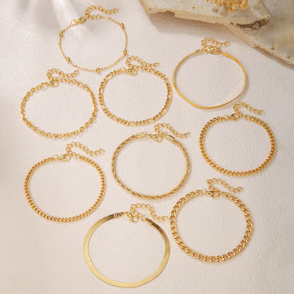 European and American cross-border jewelry simple multi-layer metal blade chain bracelet Bohemian fashion multi-layer stacked bracelet