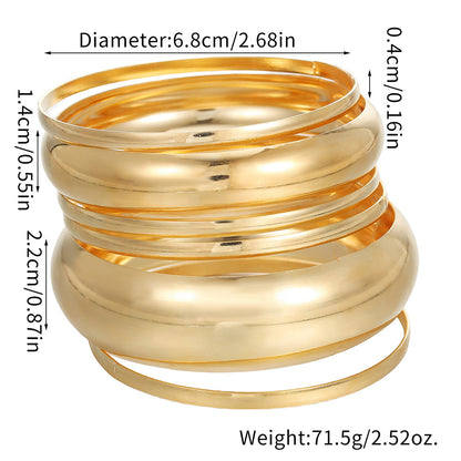 Cross-border women's jewelry fashion exaggerated metal arc plain ring bracelet bracelet wide face multi-layer simple bracelet