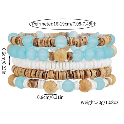 Cross-border new Bohemian bead bracelet, beach resort style, multi-layer stacked wooden beads, coconut shell shell bracelet for women