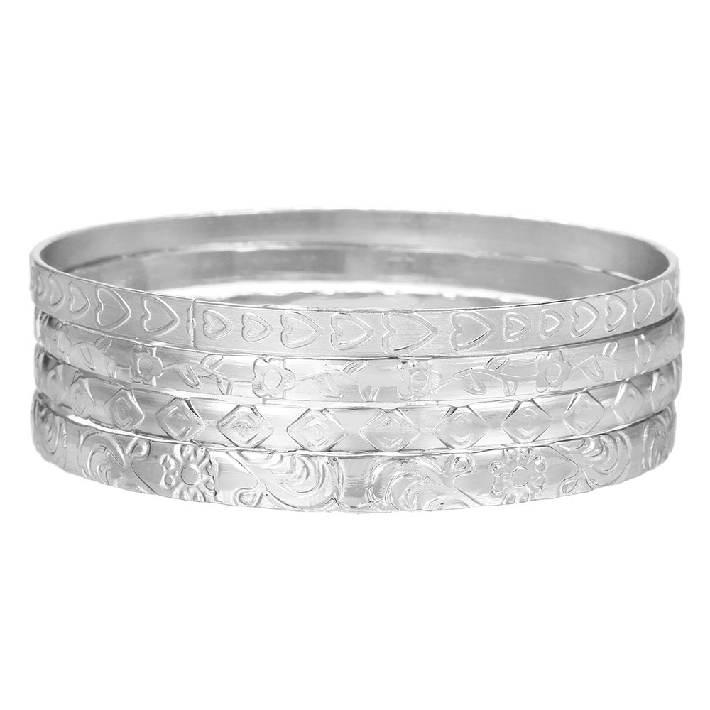 Europe and the United States cross-border stacking Bohemian metal bracelet set retro exaggerated mixing and matching hollow love bracelet jewelry
