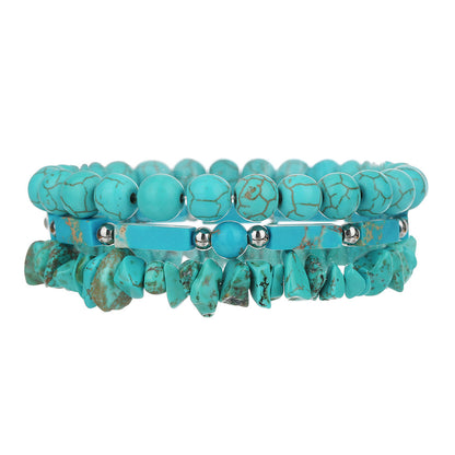 Bohemian Elastic Bracelet Combination Shoushan Stone Turquoise Bracelet Beach Vacation Handmade Beaded Bracelet Female