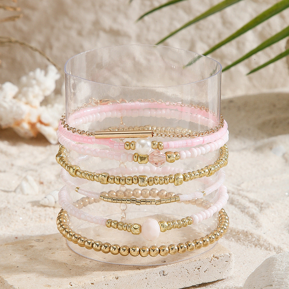 European and American trends hot-selling sweet girl rice bead bracelet summer versatile beach vacation wind starfish scallop bracelet women