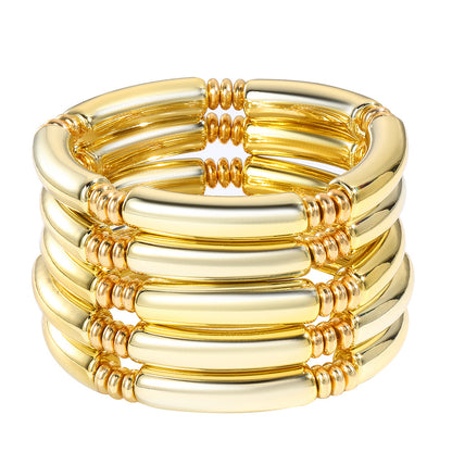 Europe and the United States cross-border hot-selling ins wind beaded bamboo bracelet set design glossy CCB elbow bracelet jewelry women