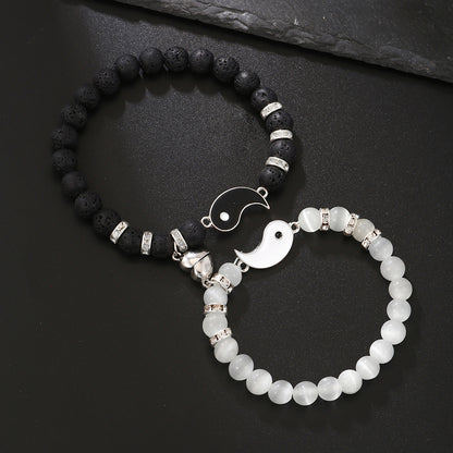 Amazon hot-selling love magnet jewelry opal volcano yin and yang tai chi bracelet bracelet bracelet couple suction bracelet