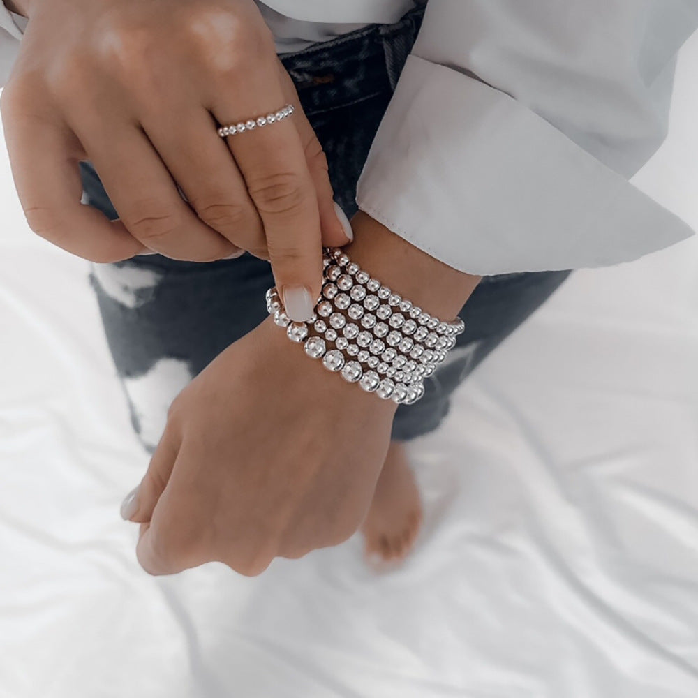 European and American cross-border jewelry multi-layer stacked wearing CCB bracelet women's ins style niche high-end sense versatile beaded bracelet jewelry