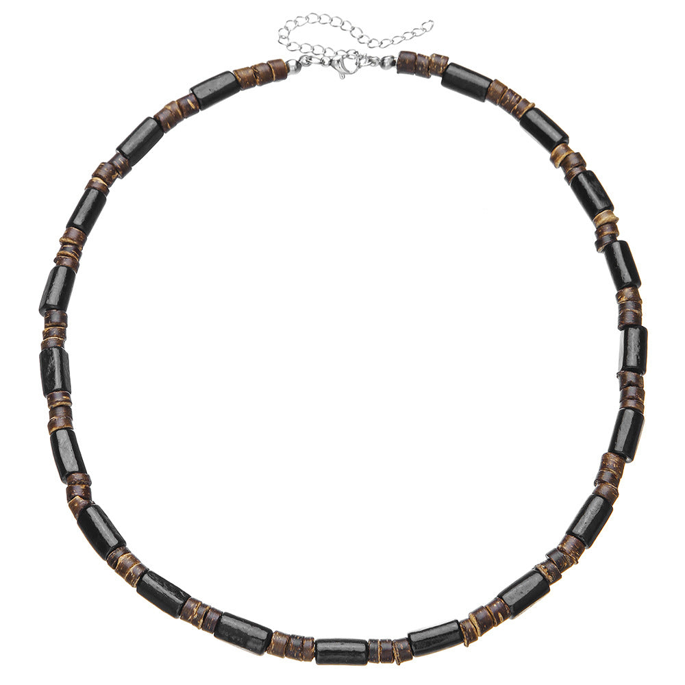 Natural Wood & Coconut Shell Necklace | Bohemian Surf Tribal Jewelry