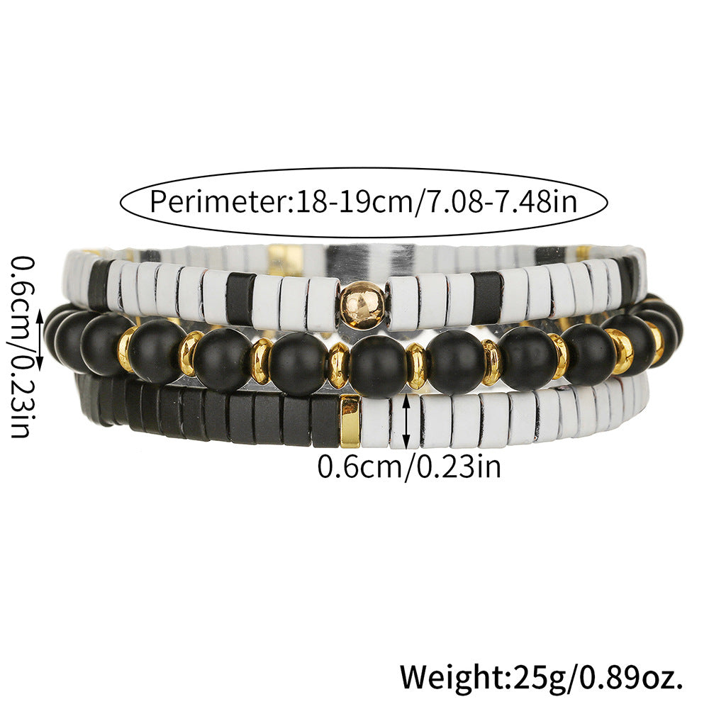 Cross-border TILA pull beads black matte handmade beaded bracelet European and American beach wind ins wind couple friendship bracelet