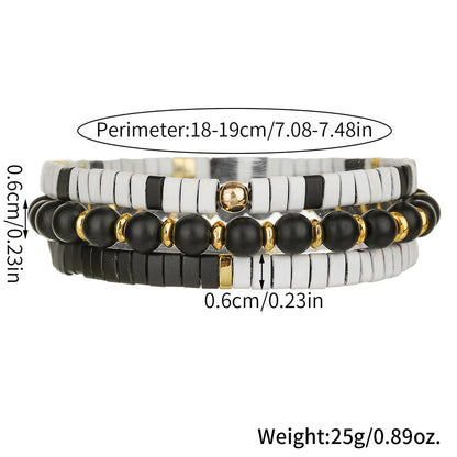 Cross-border TILA pull beads black matte handmade beaded bracelet European and American beach wind ins wind couple friendship bracelet