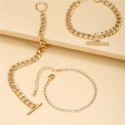 European and American cross-border jewelry, temperament versatile claw chain diamond multi-layer jewelry women, retro multi-element chain bracelet set