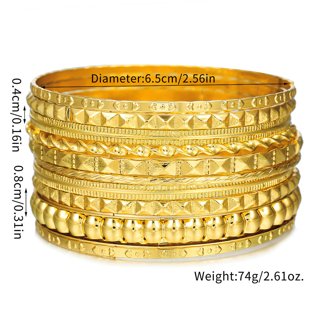 Europe and the United States cross-border stacking Bohemian metal bracelet set retro exaggerated mixing and matching hollow love bracelet jewelry