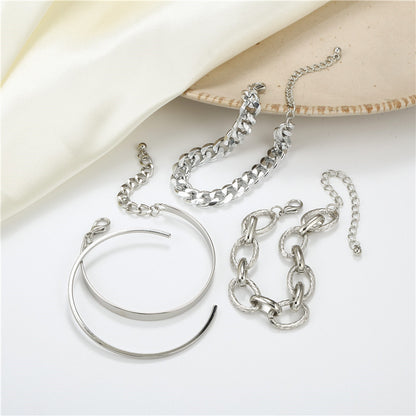 European and American cross-border new thick chain personalized bracelet, creative and simple multi-layer chain bracelet set of 4