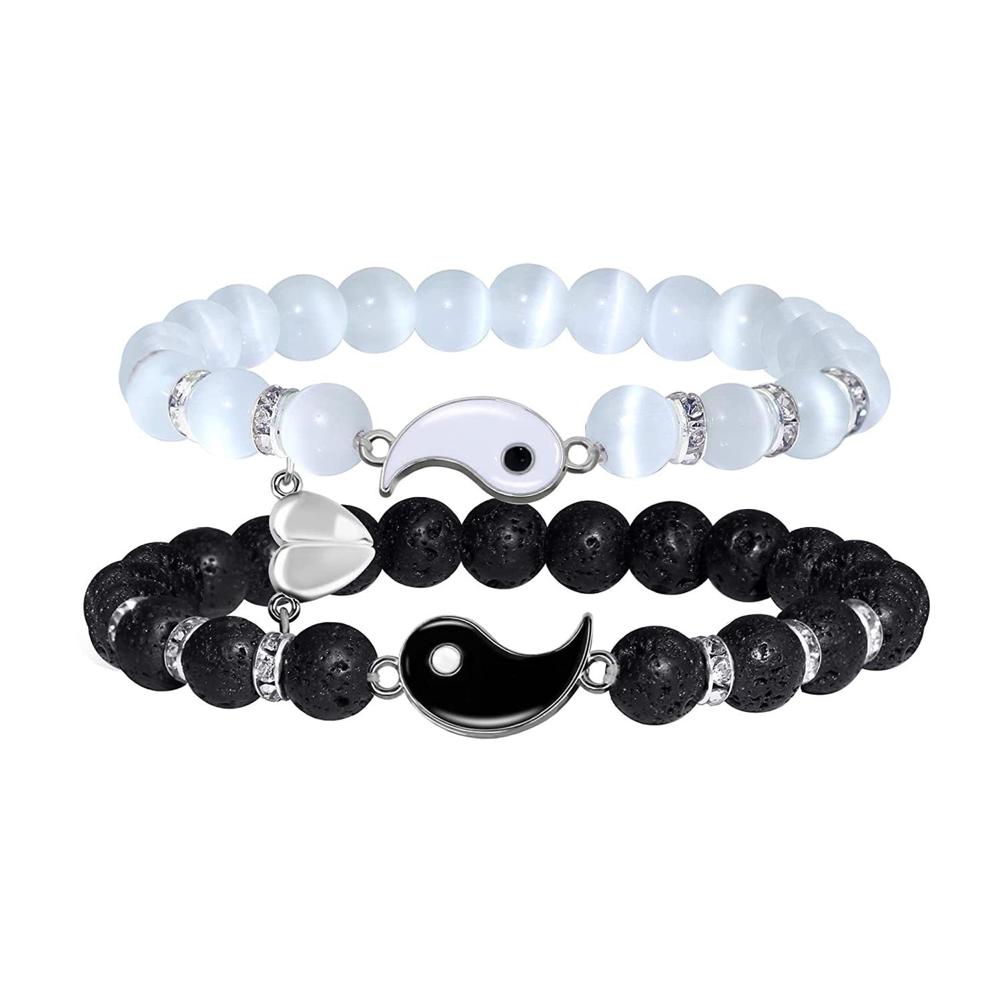 2 sets of OL yin and yang dripping oil, black and white couple beaded jewelry set, black matte turquoise set, bracelet for men