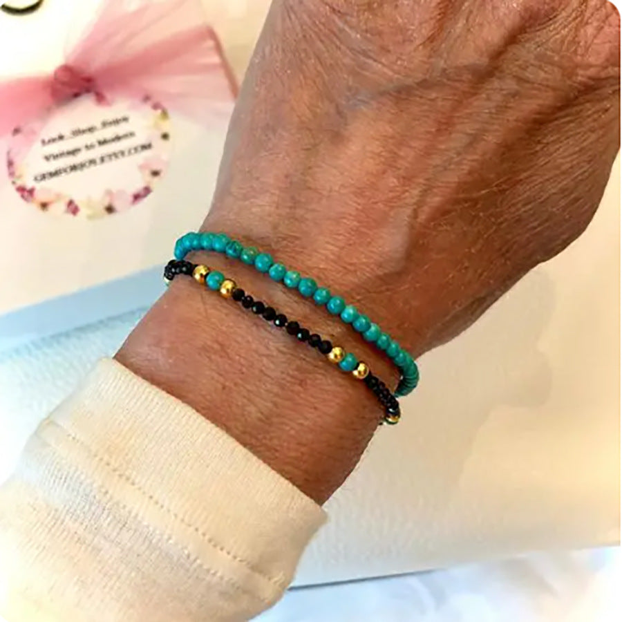Cross-border new bohemian turquoise bracelet set ethnic turquoise love multi-layer stacked bracelet men