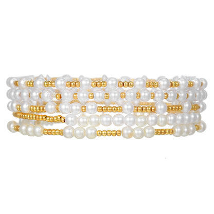 Amazon hot-selling simple set bracelet copper beads multi-layer stacked bracelet pearl bracelet women's hand jewelry wholesale