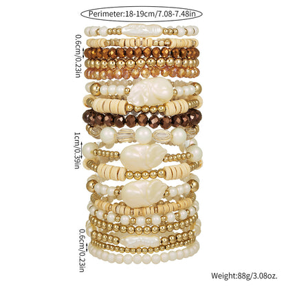 Cross-border hot-selling retro wood bead crystal pearl bracelet women's ins simple temperament fashionable small fresh stacked bracelet